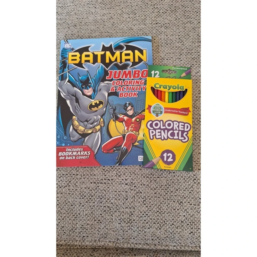 DC Comics Batman Jumbo Coloring & Activity Book + Crayola 12 Colored Pencils